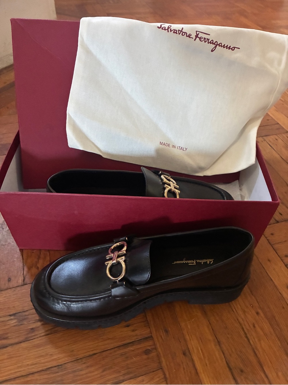 Salvatore Ferragamo Brown Leather Gancini Bit Loafers